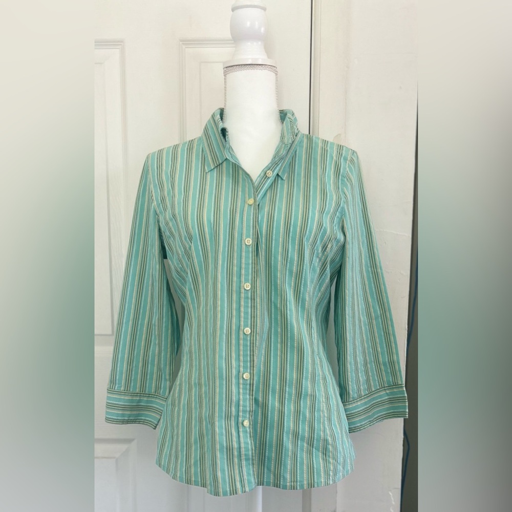 Merona Seafoam Green Striped Button-Down Shirt